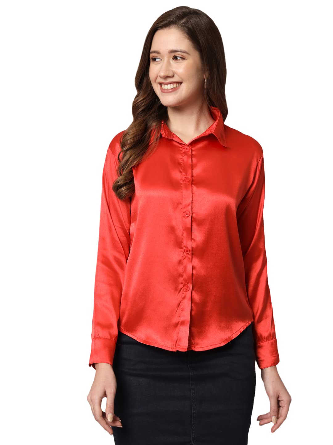 funday fashion Women's Rayon Blend Regular Fit Solid Casual Satin Shirt-picture-51