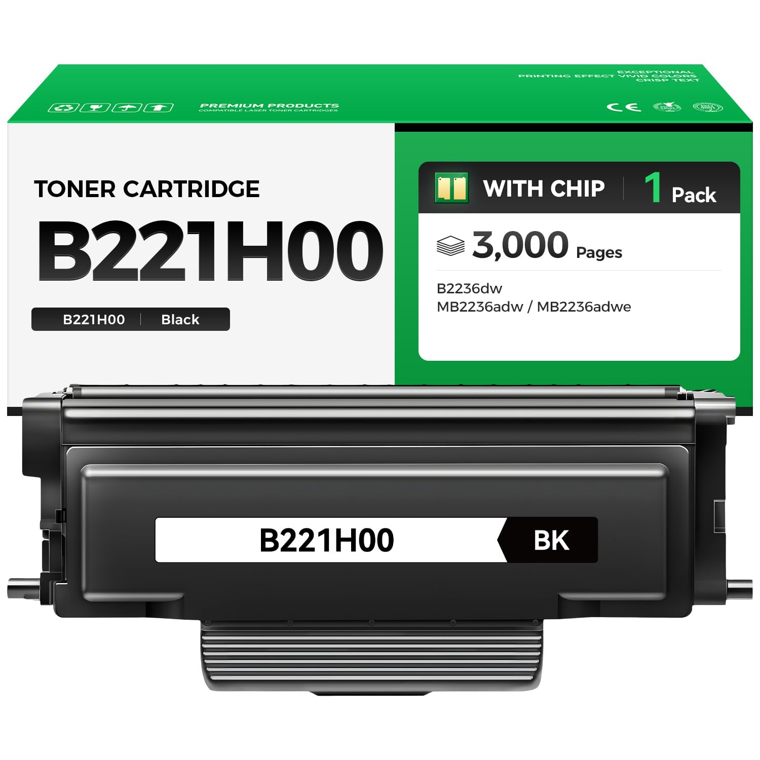 B221H00 Black Toner Cartridge with Chip High Yield 1-Pack Replacement for Lexmark B221H00 B221000 Toner Compatible with Lexmark B2236 MB2236 B2236dw MB2236adw MB2236adwe Laser Printer Ink All-in-One