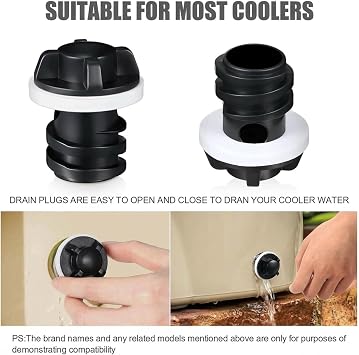 Honoson Cooler Drain Plug Replacement Parts Cooler Accessories Kit Compatible with Most Rotomolded Coolers Including Most Major Brands Small Drain Plug with Leak-Proof Design