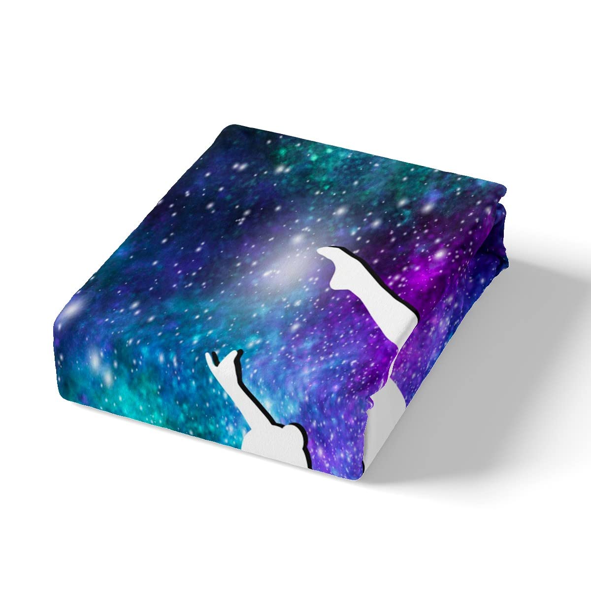 Homemissing Set copripiumino da ginnastica con glitter, per bambini, ragazzi, ragazze, spazio esterno, con motivo galassia e copriletto, in microfibra, colore: blu e viola