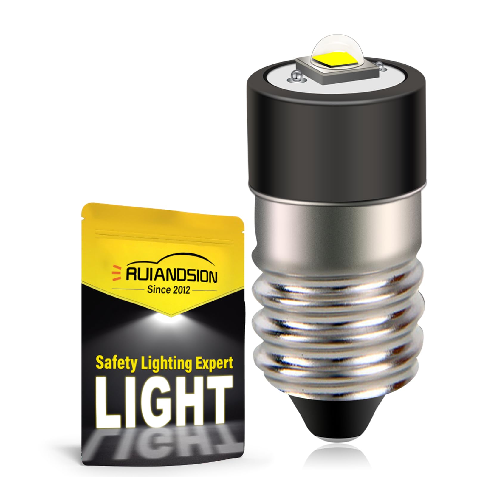 Ruiandsion E10 LED Flashlight Bulbs 1-9V Miniature Screw Indicator Light Bulbs Upgrade for Headlamps Flashlights Bike Work Lights Microscope Lamp (Pack of 1)