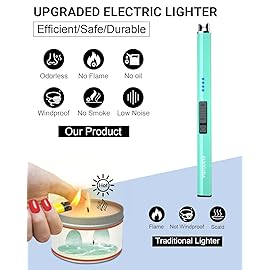 FUKKUDA Electric Candle Lighter with Safety Switch - USB Rechargeable Windproof & Flameless Plasma Arc Lighter for Easter Basket Stuffers (Tiffany Blue)
