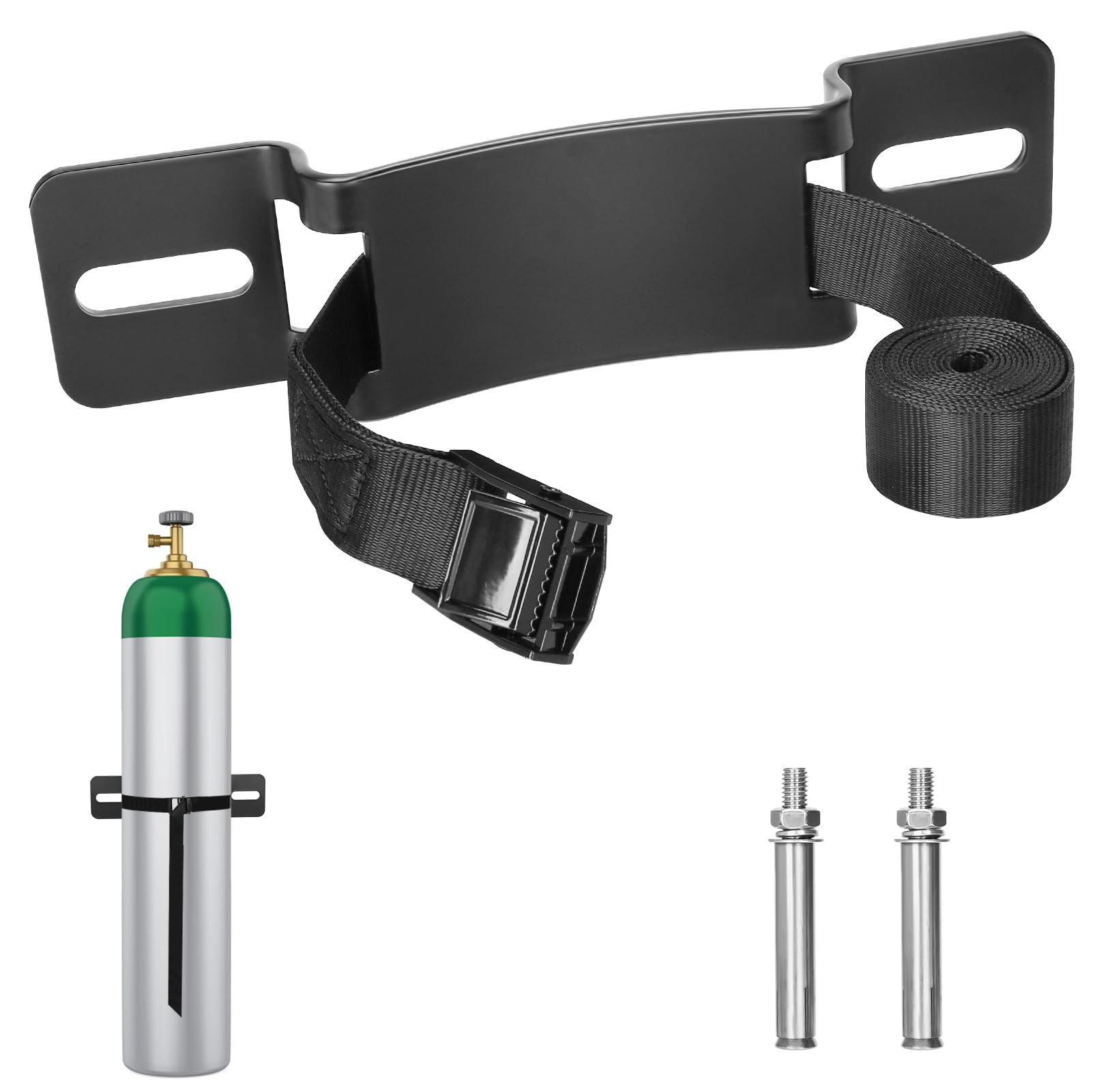 Propane Tank Holder，Propane Tank Mount，Steel Fabrication Nitrogen Tank Holder with Screws and Safety Chain Supported 4"-12" Suitable for Conversion of Various Gas cylinders（Black）