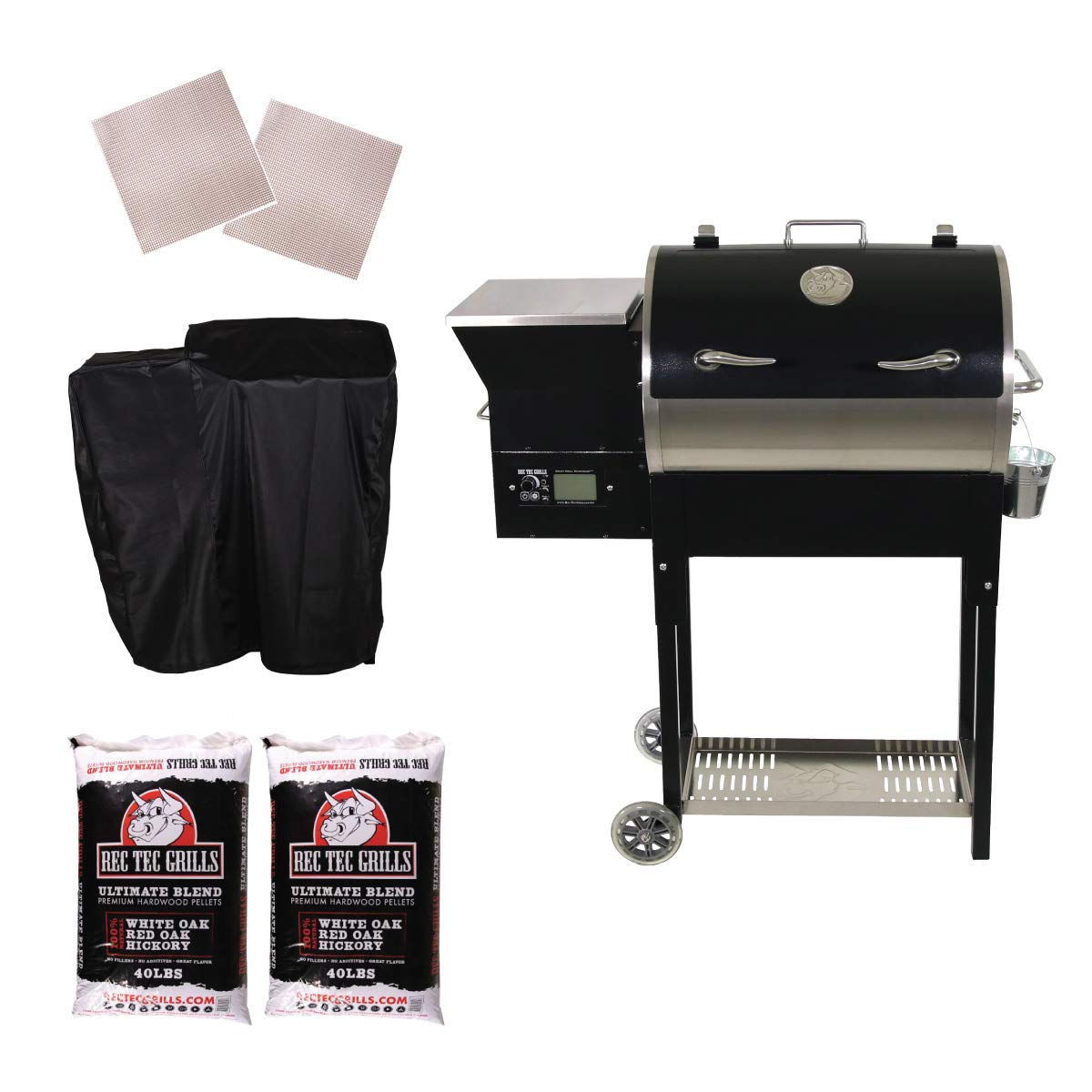 Rec Tec Grills | Rt-340 | Bundle | Wifi Enabled | Portable Wood Pellet Grill | Built In Meat Probes | Stainless Steel | 20Lb Hopper | 2 Year Warranty | Hotflash Ceramic Ignition System