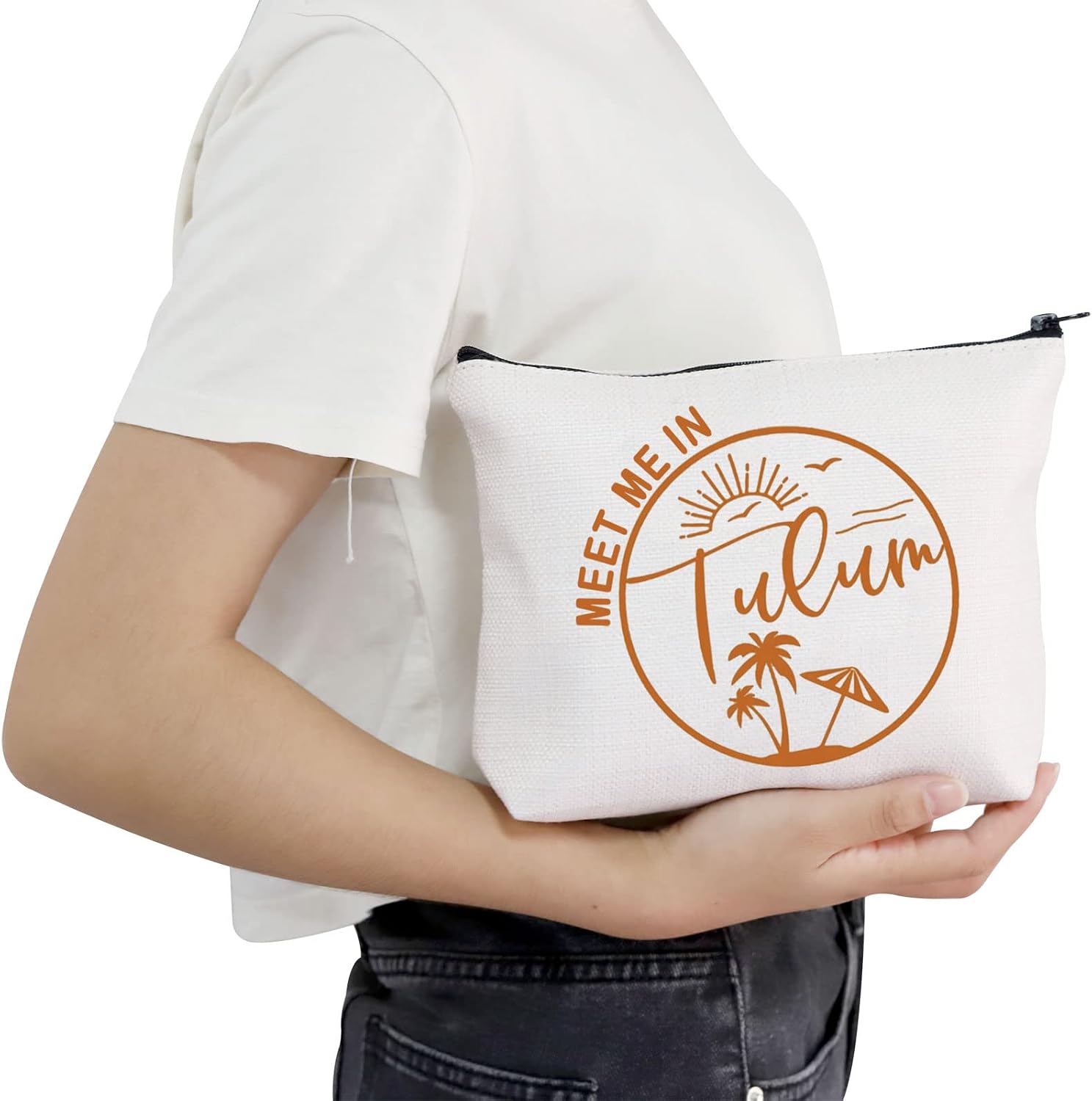 POFULL TULUM Mexico Gift Meet Me In TULUM Travel Cosmetic Pouch Tulum Wedding Welcome Gift (Tulum bag) image 5