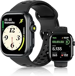 Relogio Smartwatch Feminino com GPS, Alexa Built-in, à prova d'água 3ATM natação, Relogio Masculino, Monitoramento Relógio Esportivo, Chamadas Bluetooth, Notificações, Smartwatch(preto)