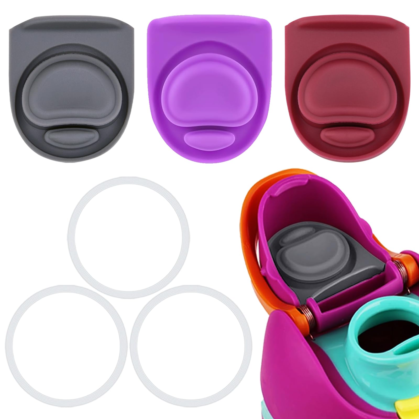 ZONBBEE 3 Sets Replacement Stopper and O Ring Gasket Compatible with Owala FreeSip 24oz 32oz,Water Bottle Lid Insert Cap Rubber Seal Parts for Owala 16/19/24/32/40oz Mouthpiece Accessories JBA3