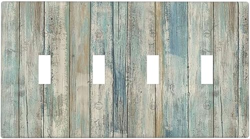 Miniatura 321 de Placa de pared dúplex de receptáculo de dispositivo de 1 gang de madera envejecida blanca gris con veta de tablón, cubierta de enchufe eléctrico de