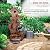 Alpine Corporation ZEN882SLR 32" Solar-Powered Birdhouse Fountain with Cascading Water and LED Lights - Outdoor Garden Decor, Brown
