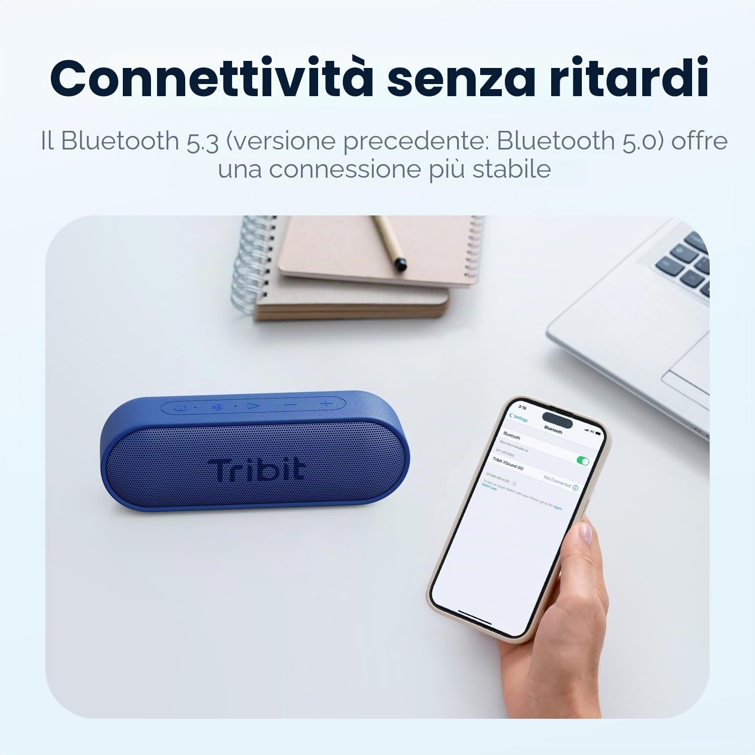 Tribit Casse Bluetooth, Altoparlante Bluetooth Impermeabile IPX7 cassa usb portatile con Basso+ Esclusivo 20 Ore Gioco speaker portatili per Giardino, Festa, Auto, Viaggio, Spiaggia | bassi intensi, IPX7 impermeabile, wireless, BT 5.3, EQ, TWS, microfono
