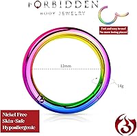 Vista 48 de Forbidden Body Jewelry - Piercing para la nariz de acero quirúrgico 316L con bisagra, 14G, 16G, 18G, diámetro de 15/64, 5/16, 25/64, 15/32 pulgadas