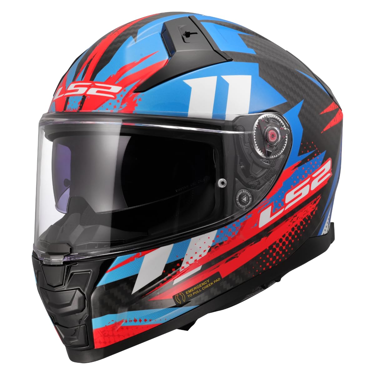LS2 Unisex Vector II Carbon Tantic Red Blue Integraler Motorradhelm