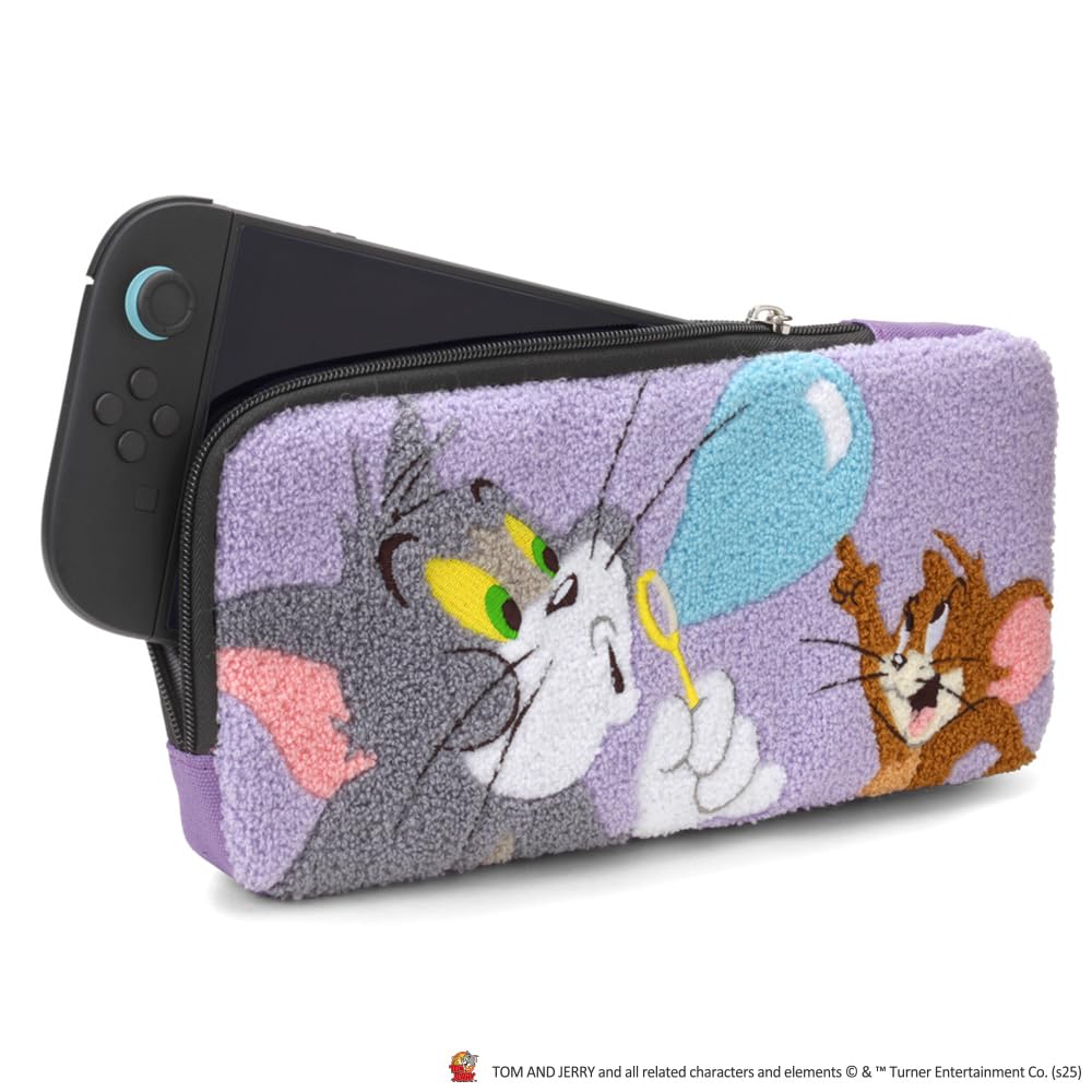 Premium Style 携帯ゲーム用 トムとジェリー サガラ刺繍 ポーチ SWITCH2対応 (トム＆ジェリー)