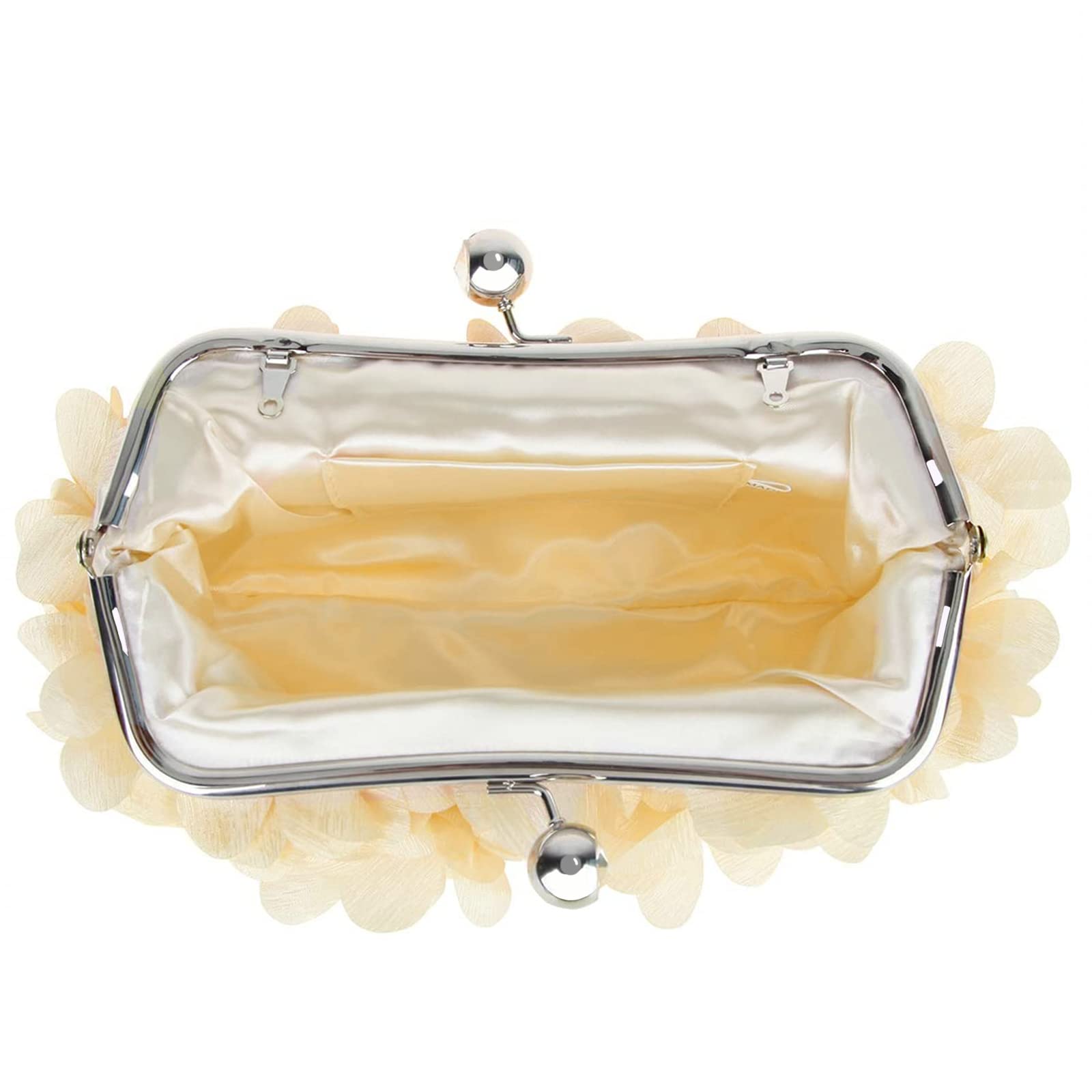 JAMBHALA Women Elegant Evening Purse, Small Floral Clutch Bag with Detachable Chain for Wedding, Party, Prom: Champagne