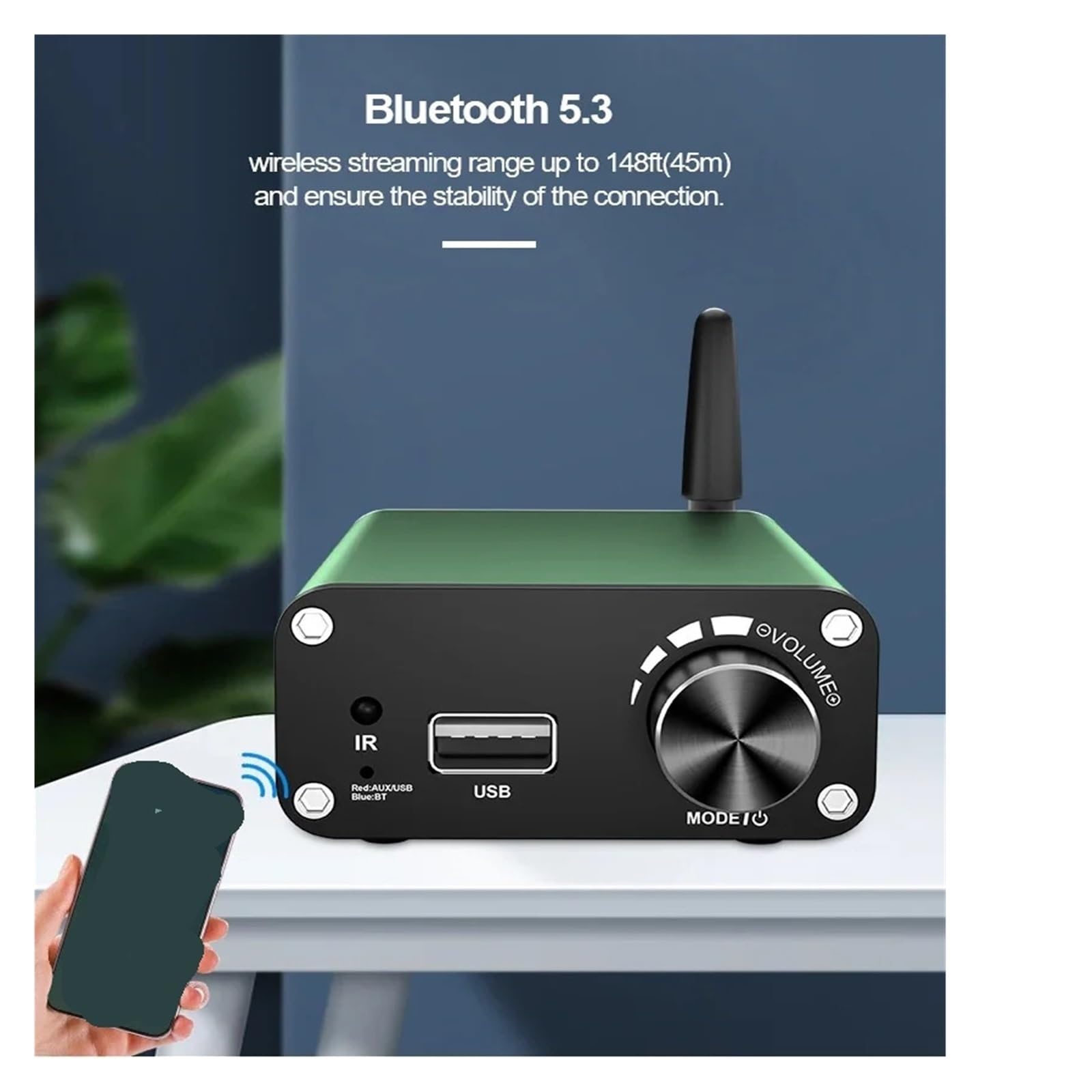 Amplificador Mini HiFi Estéreo 2.0 Clase D Amplificador Potencia 200W Adecuado for Cine en Casa