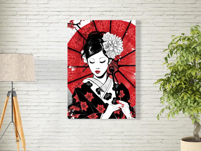 bpaGeisha - Ruby Wall Art for Decoration easy to hang, 90x60cm, 1Pcs