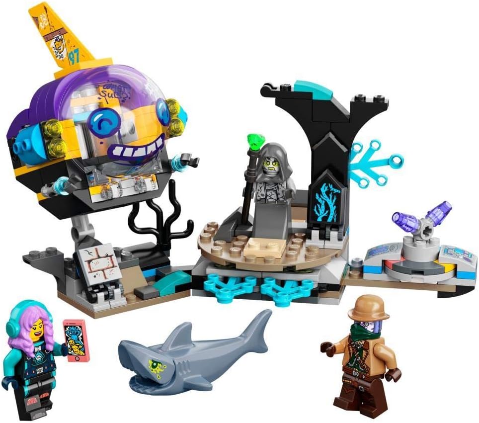 Hidden Side J.B.’s Submarine 70433, Augmented Reality (AR) Ghost Toy, Featuring a Submarine, App-Driven Ghost-Hunting Kit, Includes 3 Minifigures and a Shark Figure (224 Pieces)