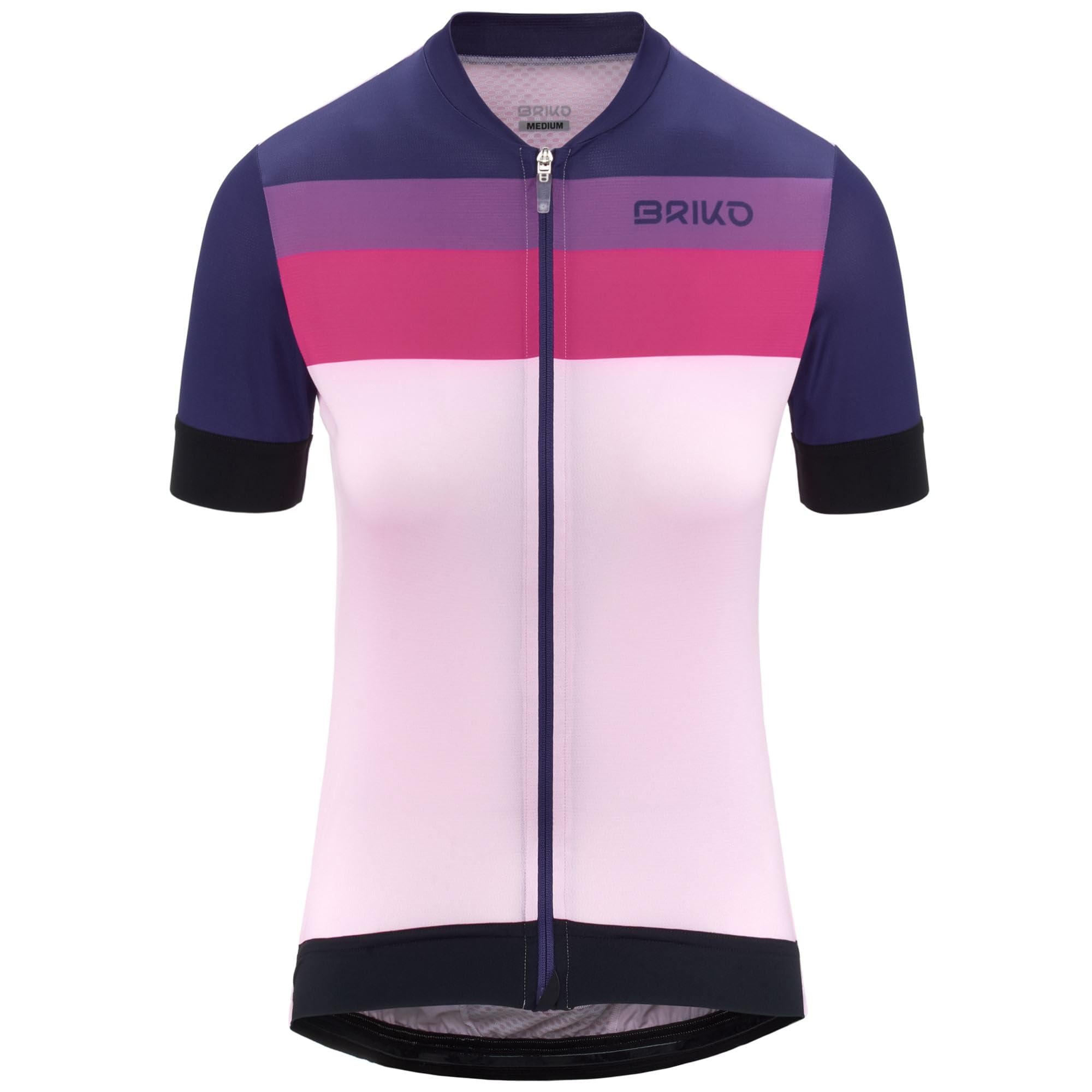 Briko - T-​Shirt, Donna, Viola, Poliestere, Ciclismo, JERSEYKA STRIPE LADY, Taglia: L