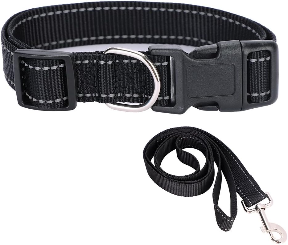 犬 首輪 迷子札 名前刺繍首輪 名札 Idタグカスタム オーダーメイド 丈夫 軽量 ナイロン ダブル反射テープ付き ペット首輪 猫 セーフティ 安全首輪 小型犬 中型犬 大型犬 首周り調節可能 リード付き お散歩トレーニングに便利 おしゃれ ペット用品 ブラック 驚きの値段