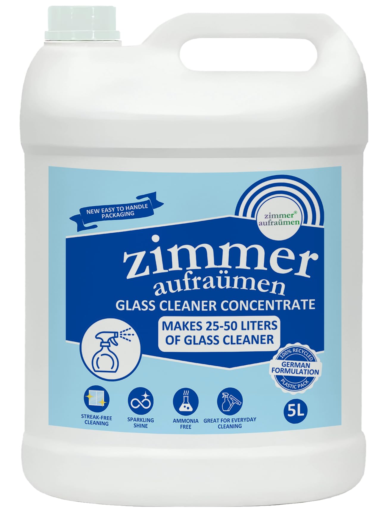 Zimmer Aufraumen 5X CONCENTRATED GLASS CLEANER 5L. 5 Lliters MAKES 25-50 LITERS of Cleaner Solution. Economical. Just Mix in Water (B08VH9T1JC) Amazon Price History, Amazon Price Tracker
