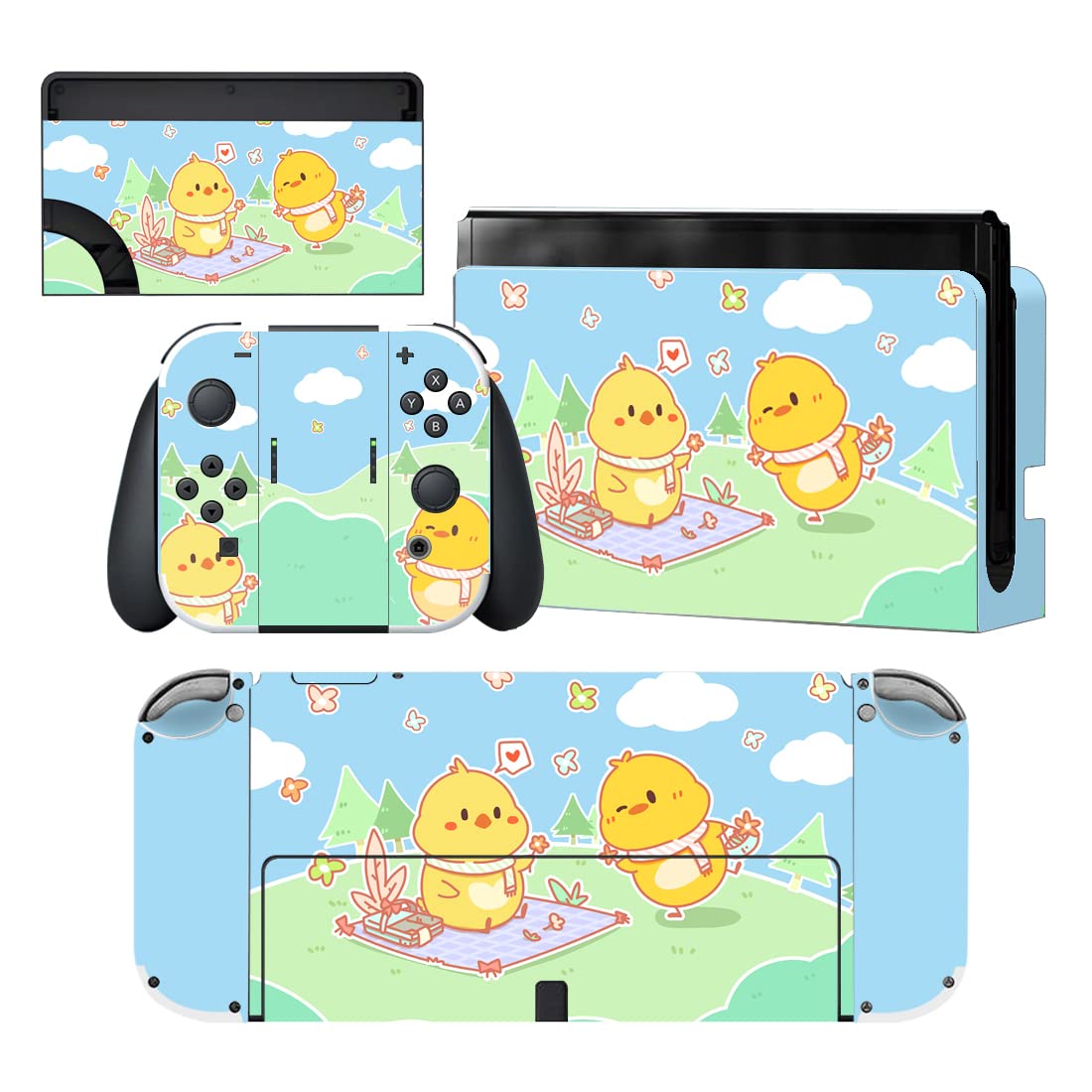 playvital Full Set Protective Stickers for Nintendo Switch OLED Model, Customized Vinyl Decal Skins for Switch OLED Console & Joycon & Dock & Grip - Abyss Knight — view 17