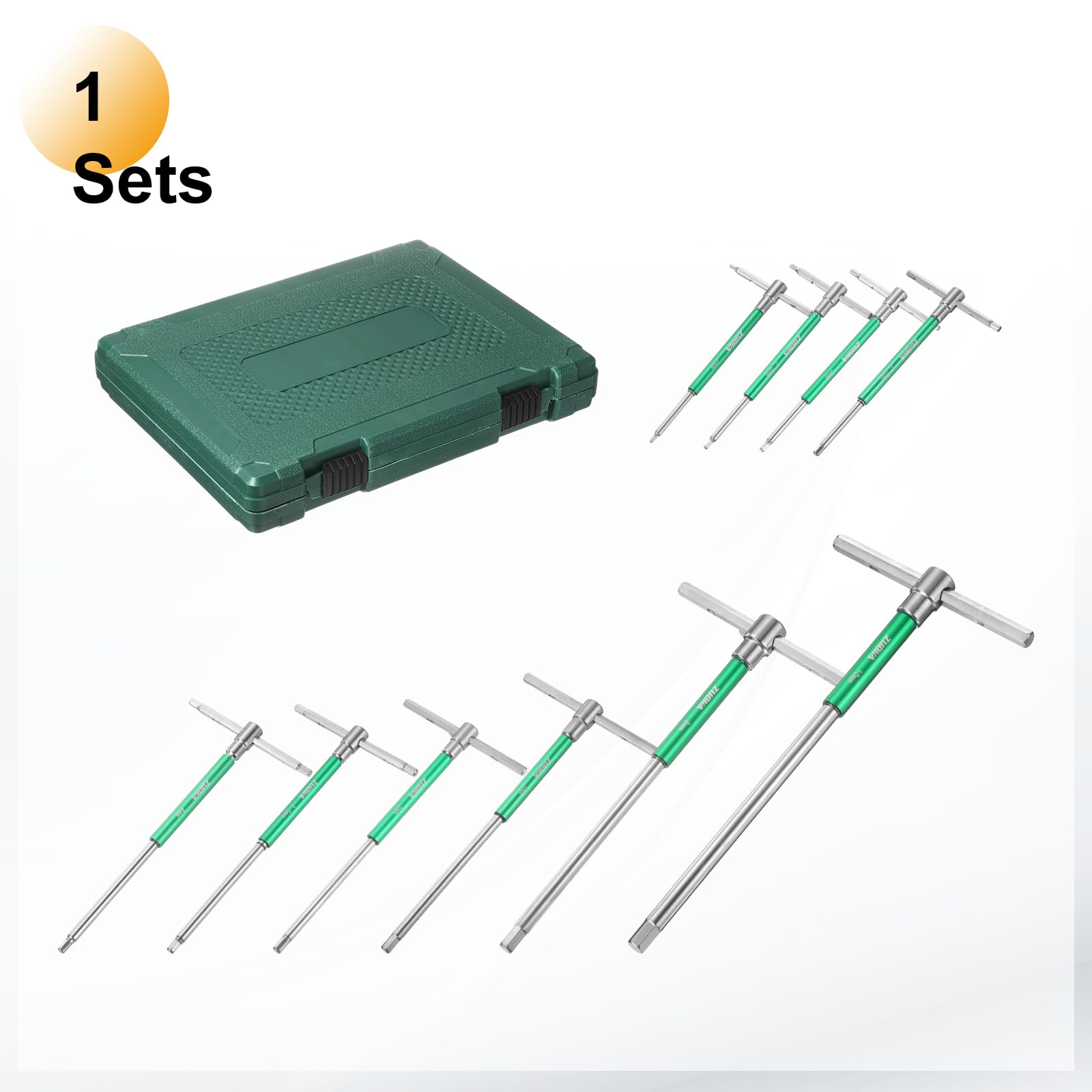 QUARKZMAN 10 Pezzi Set Di Chiavi A Bussola Scorrevole A Manico A T 2-10mm Metriche 3 Vie Maniglia Scorrevole Girevole Foderi CR-V Acciaio Chiave Esagonale Per Riparazioni Fai Da Te Casa