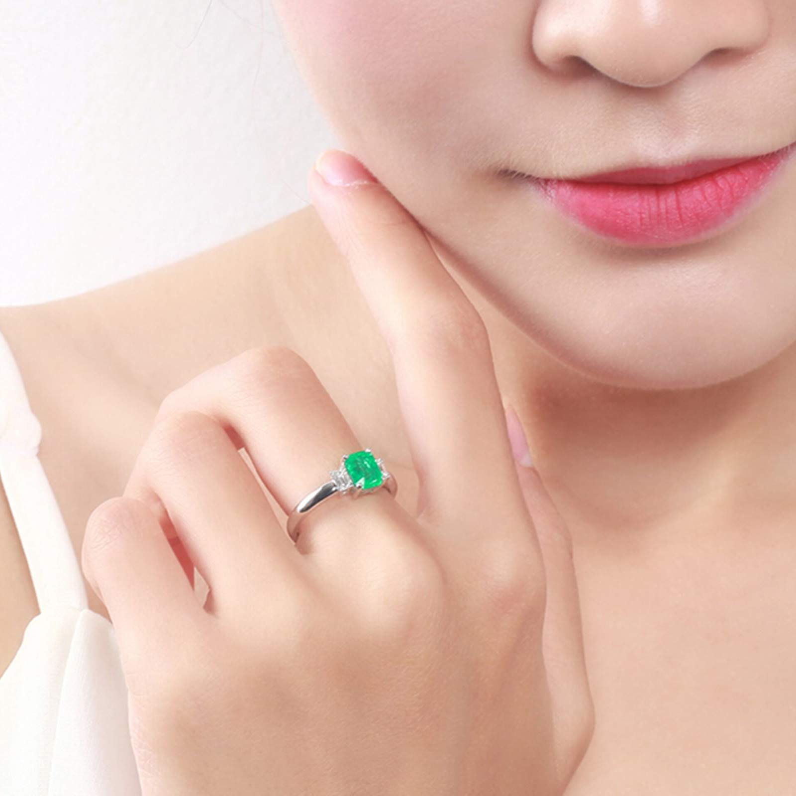 Beydodo Obrączki ślubne 18-karatowe złoto 0,98 ct szmaragd z diamentem białe złoto pierścionek dla kobiet e białe złoto, 56 (17,8 mm), colore: białe złoto, cod. TLLWGZ1016