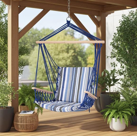 Hanging Chair for Indoor and Outdoor use Made of Cotton, Load Capacity up to 120 kg