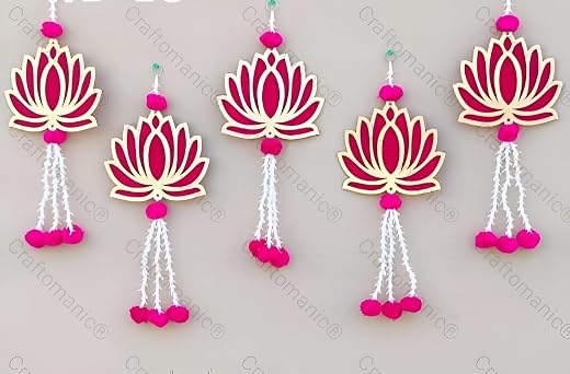 Craftomanic® 5 String Handmade Wall Decor Lotus with Rajnigandha Torans Garland for for Festival Decoration At Home Hangin...