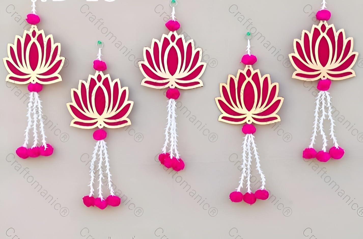 Craftomanic® 5 String Handmade Wall Decor Lotus with Rajnigandha Torans Garland for for Festival Decoration At Home Hangin...