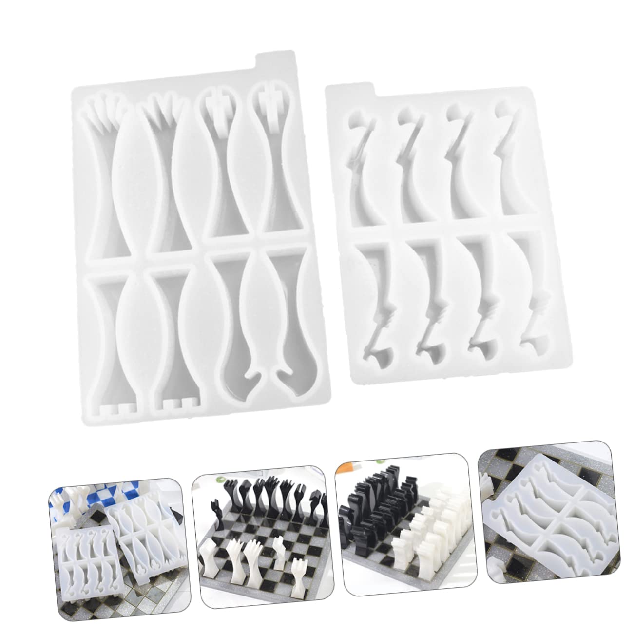 DOITOOL 2pezzi Stampi in Silicone Per Scacchi Stampi in Resina Epossidica Flessibili e Riutilizzabili Per Creare Pezzi Da Gioco o Decorativi
