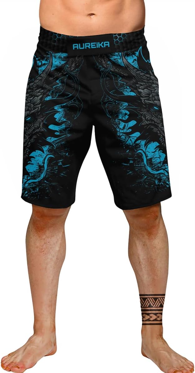 Men’s BJJ Shorts – Dragon Theme Fight Shorts for No-Gi Grappling Martial Arts and Fitness