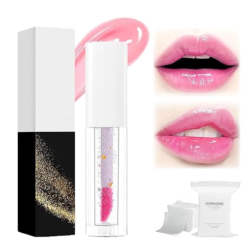 Boss Up Cosmetics - Aceite labial que cambia de color, aceite de brillo labial Boss Up, transparente a rosa, aceite hidratante transparente para