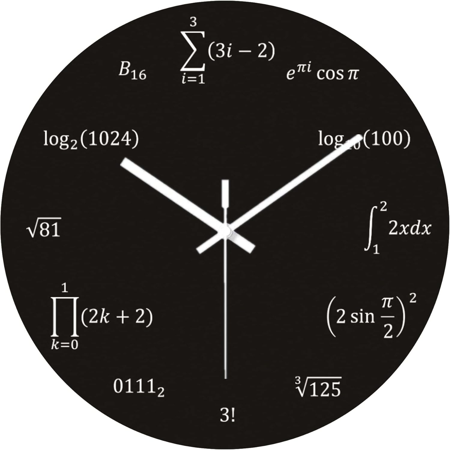 OSWALDO Math Equations and Notations Decorative Round Wooden Wall Clock - 12 inch