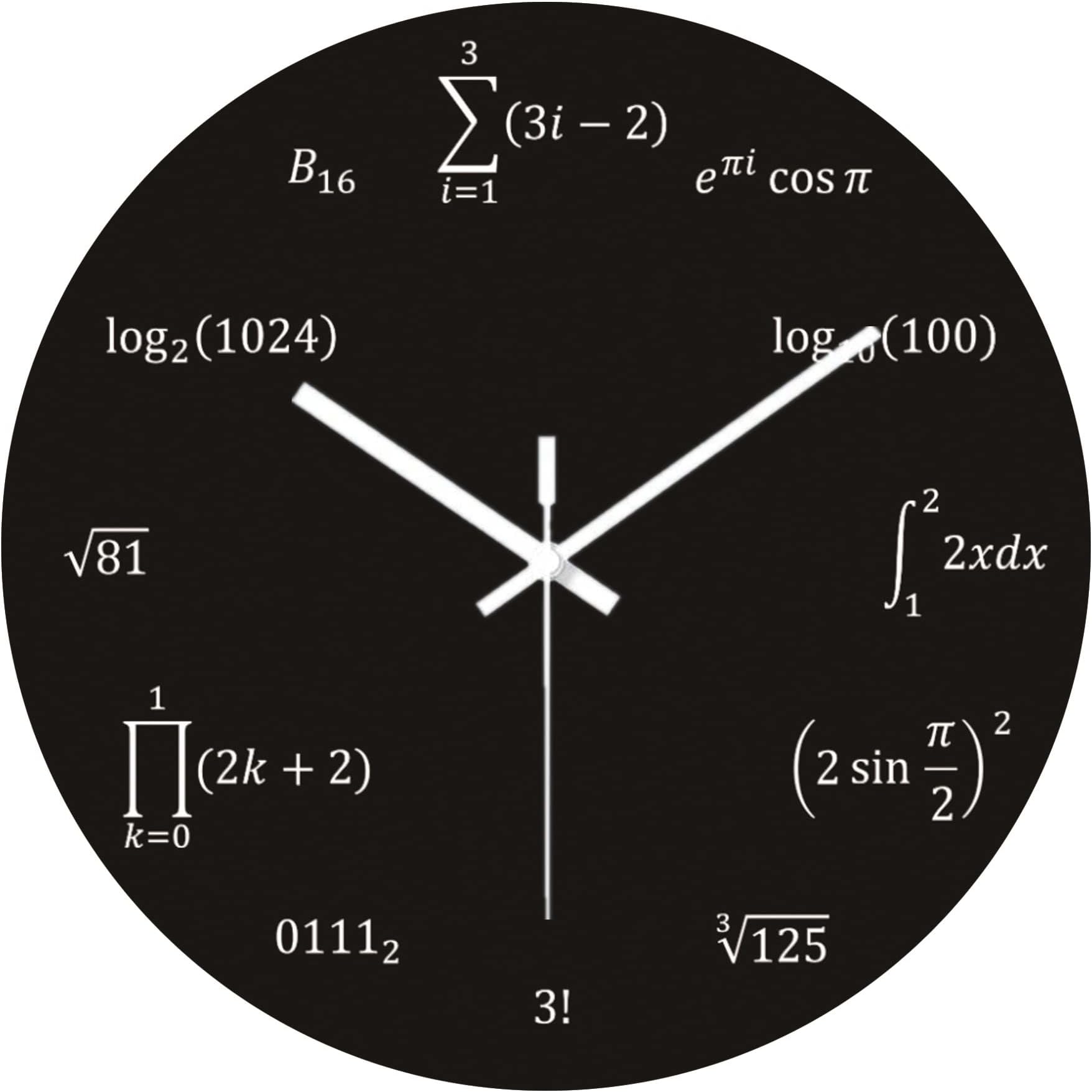 OSWALDO Math Equations and Notations Decorative Round Wooden Wall Clock - 12 inch