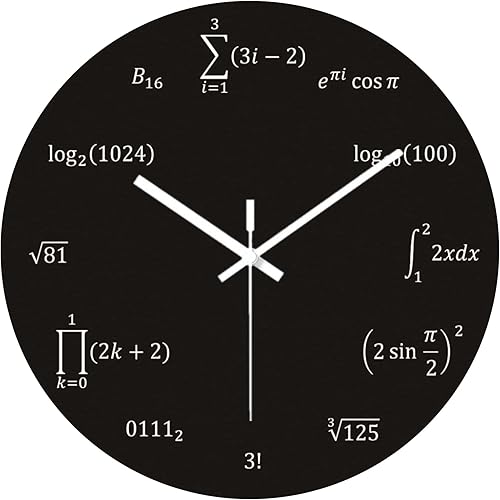 OSWALDO Reloj de pared redondo decorativo de madera de ecuaciones y anotaciones matemáticas 12 pulgadas