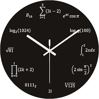 OSWALDO Math Equations and Notations Decorative Round Wooden Wall Clock - 12 inch