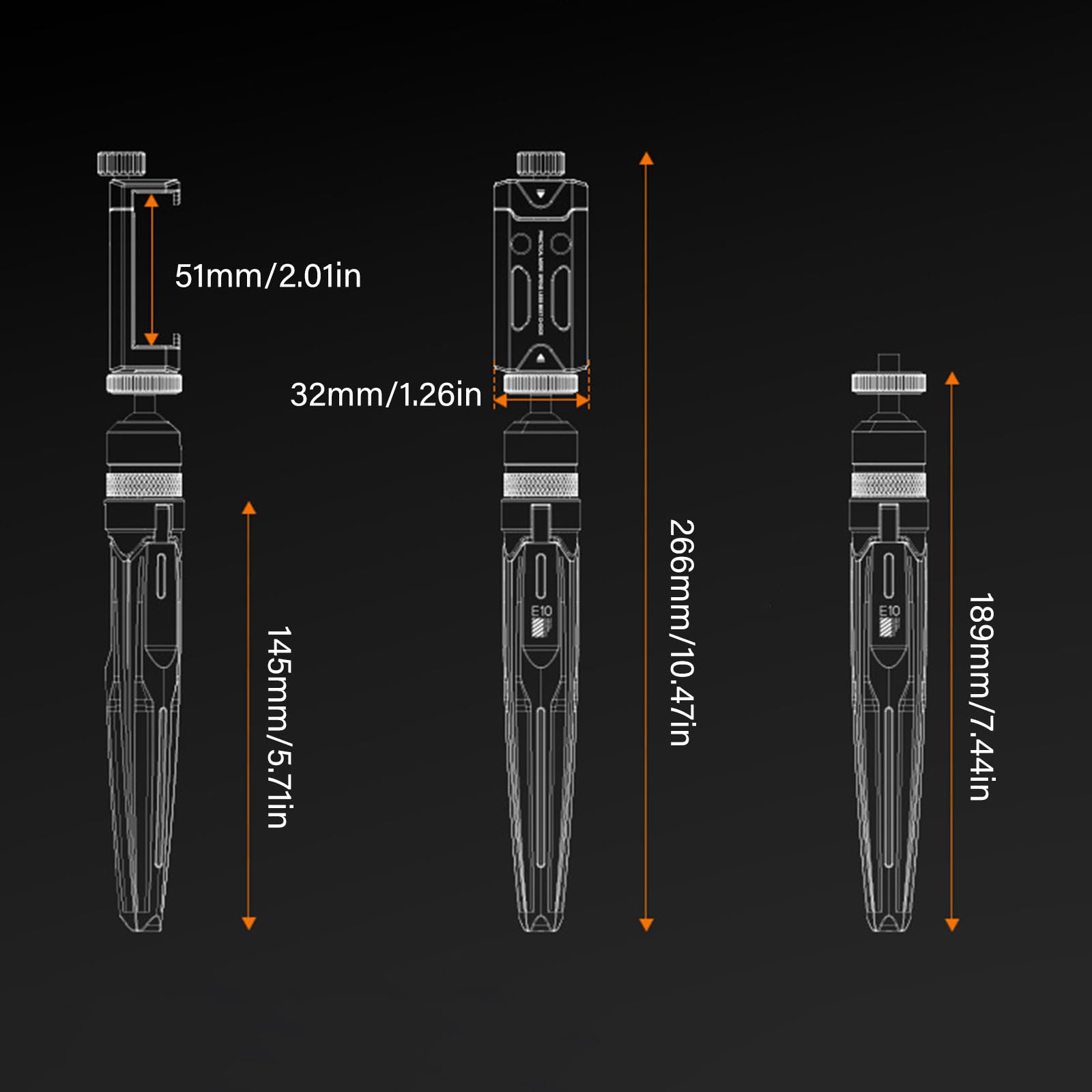 Robusto treppiede in alluminio lavorato per smartphone, Gray