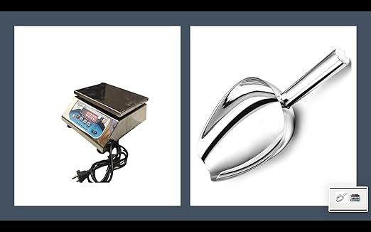 Aviary 20Kg x 1g Digital Retail Counter Weighing Machine With Stainless Steel Scoop Pan Size 7.5 X 9.5 inches With Double Display