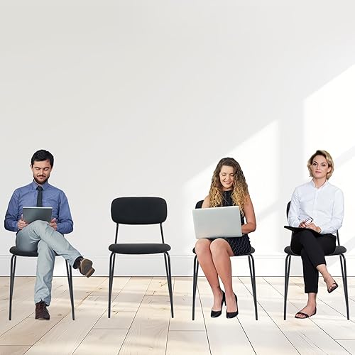 Miniatura 2 de Sidanli Sillas apilables para sala de espera, sillas tapizadas sin brazos, juego de 4 con cojín cómodo para conferencias, recepción, sala de