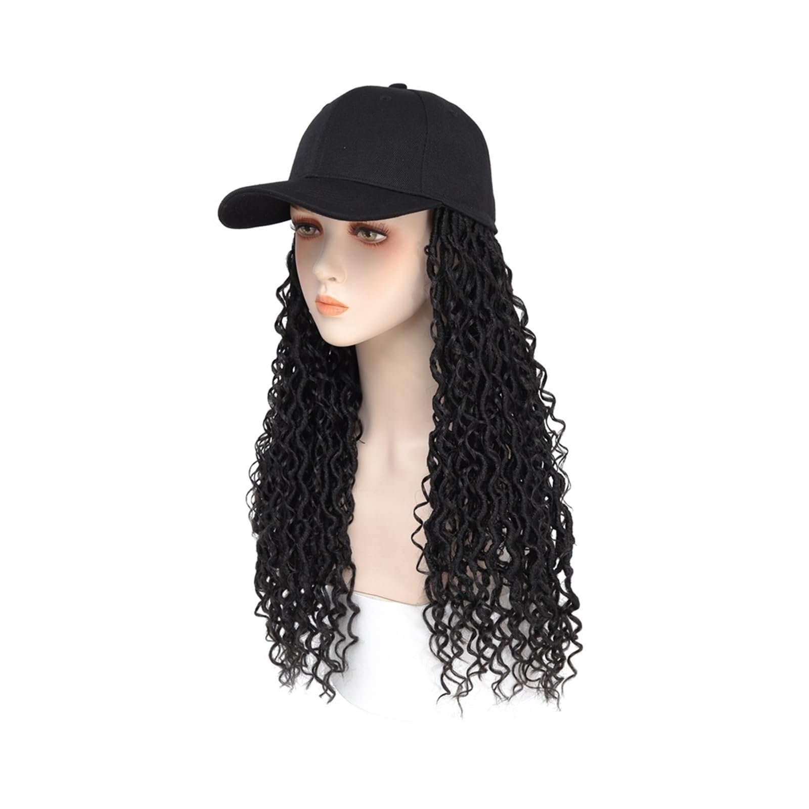 Wig Cap Peluca trenzada sintética Cabello trenzado rizado con sombrero Gorra de béisbol Pelucas for mujer(B)