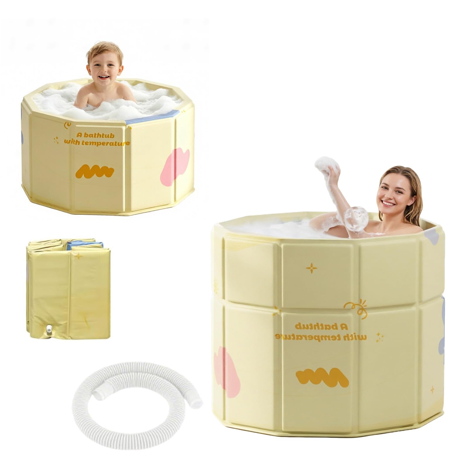 Bañera plegable de 70 cm, para adultos, para personas mayores, ancianos y niños, baños pequeños, como bañera de agua caliente o baño de hielo para adultos
