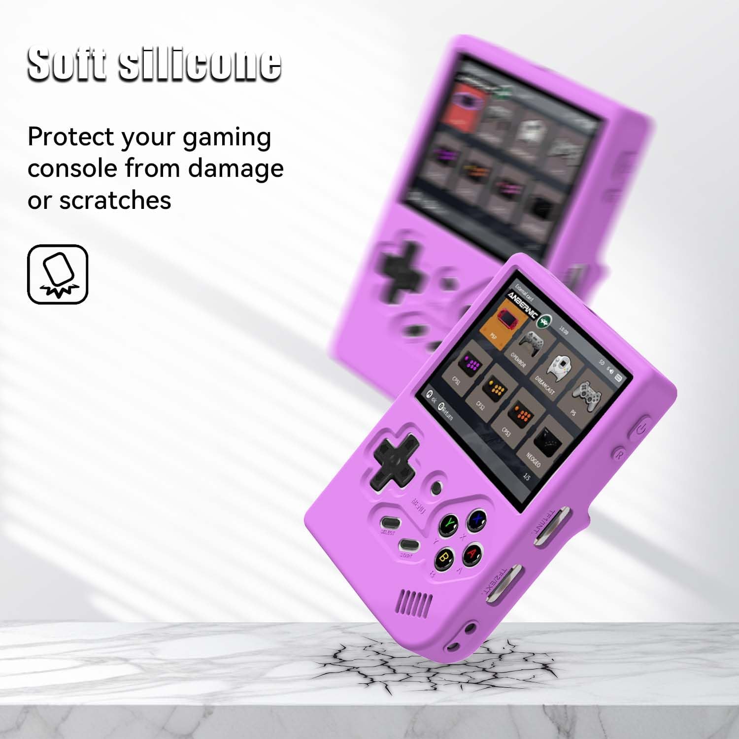 for Anbernic RG35XX Silicone Case, Soft Protective for RG35 XX Case, Anti-Scratch Washable Retro Gaming Console RG35XX Accessories with Lanyard (Purple) - Image 5
