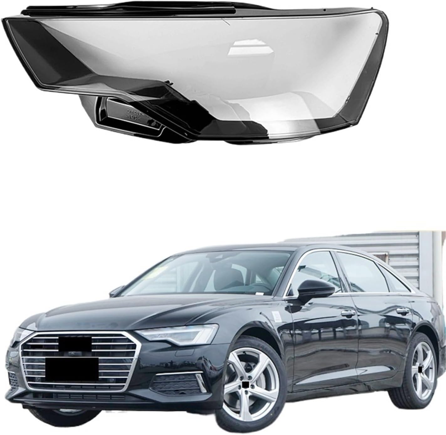 Head light Cover Compatible for Audi A6 S6 C8 2019 2020 2021 Car Headlamp Lens Auto Shell Cover(Left) (Right)