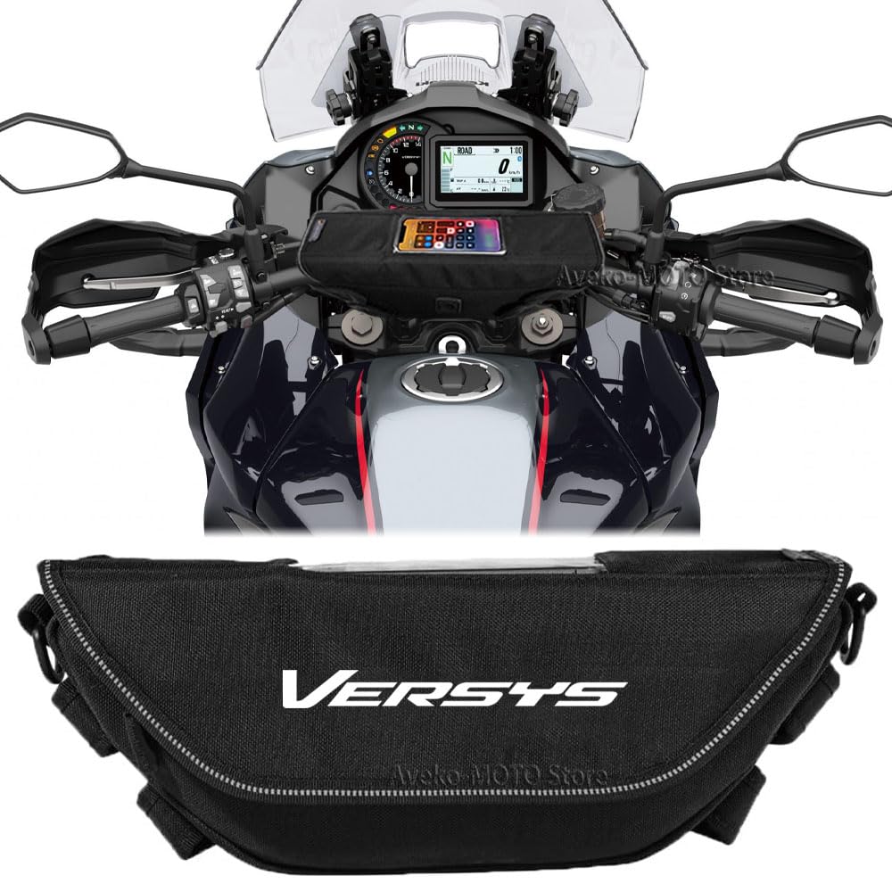 Generico Borsa da Manubrio per Versys1000 Versys650 X-300 Borsa da Navigazione per Volante da Moto, Borsa per Telefono Impermeabile Portatile