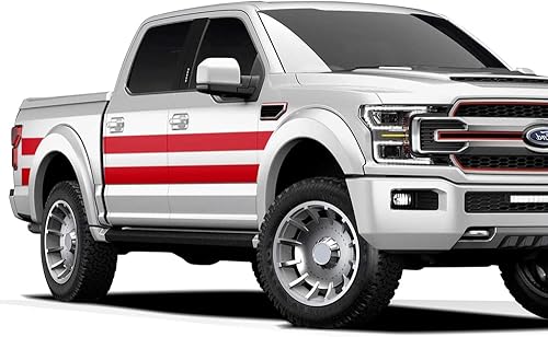 Miniatura 1 de Calcomanías gráficas de vinilo para Ford F150, diseño de rayas deportivas, para Ford F150 (rojo reflectante)
