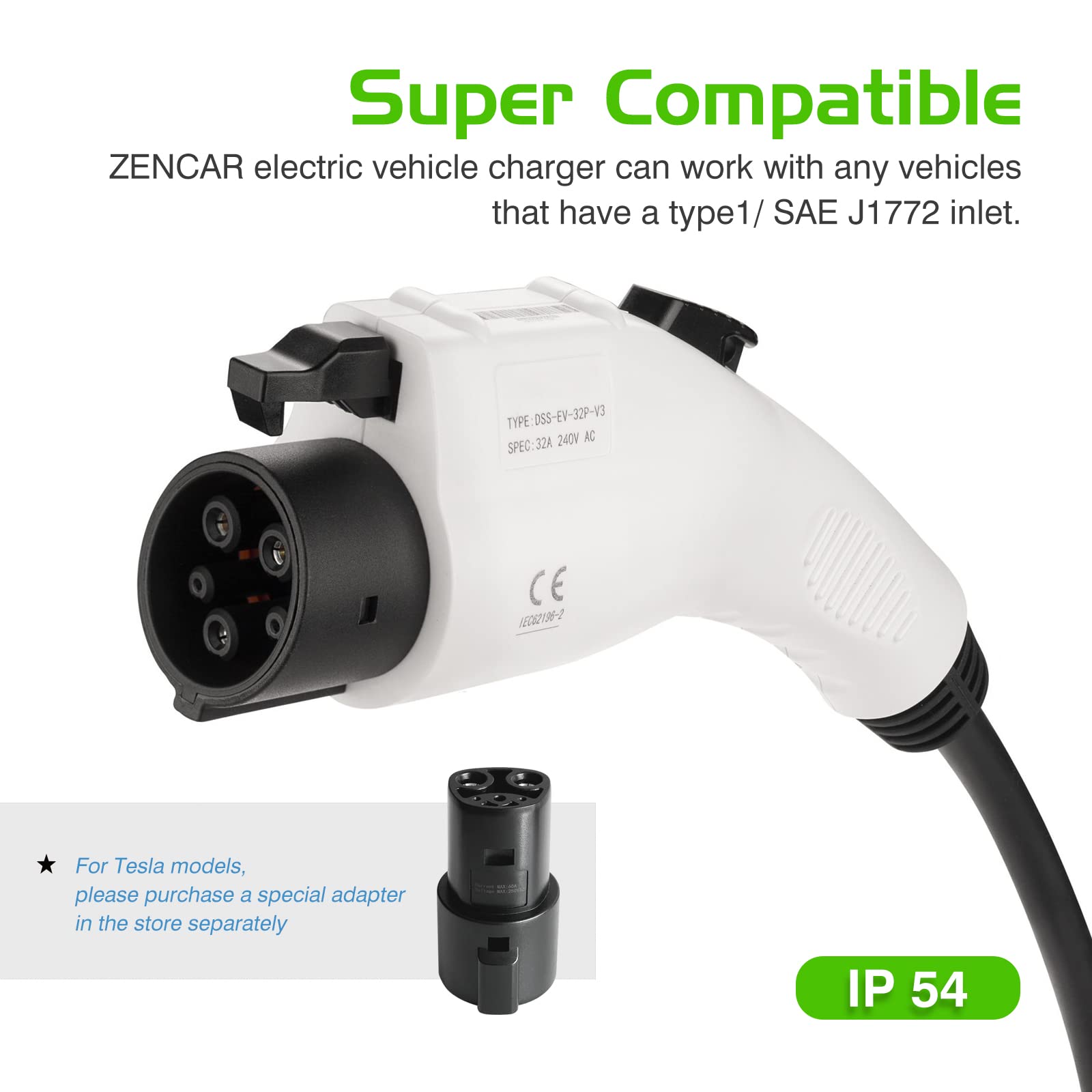 Buy ZENCAR Level 2 EV Charger 32 Amp Portable, Evse Home Electric ...