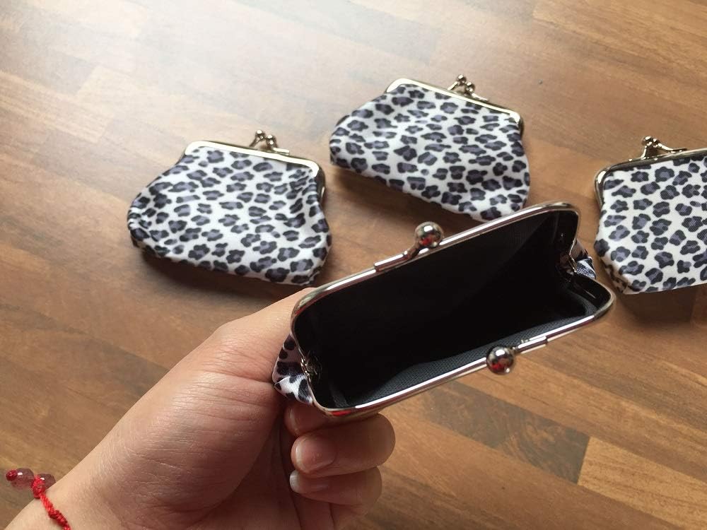 Leopard Mini Grain Coin Purse- Clasp Pouch Wallet Key Bags, Perfect Present for Women Girls Lovely Purses Wallets Buckle Party Favors