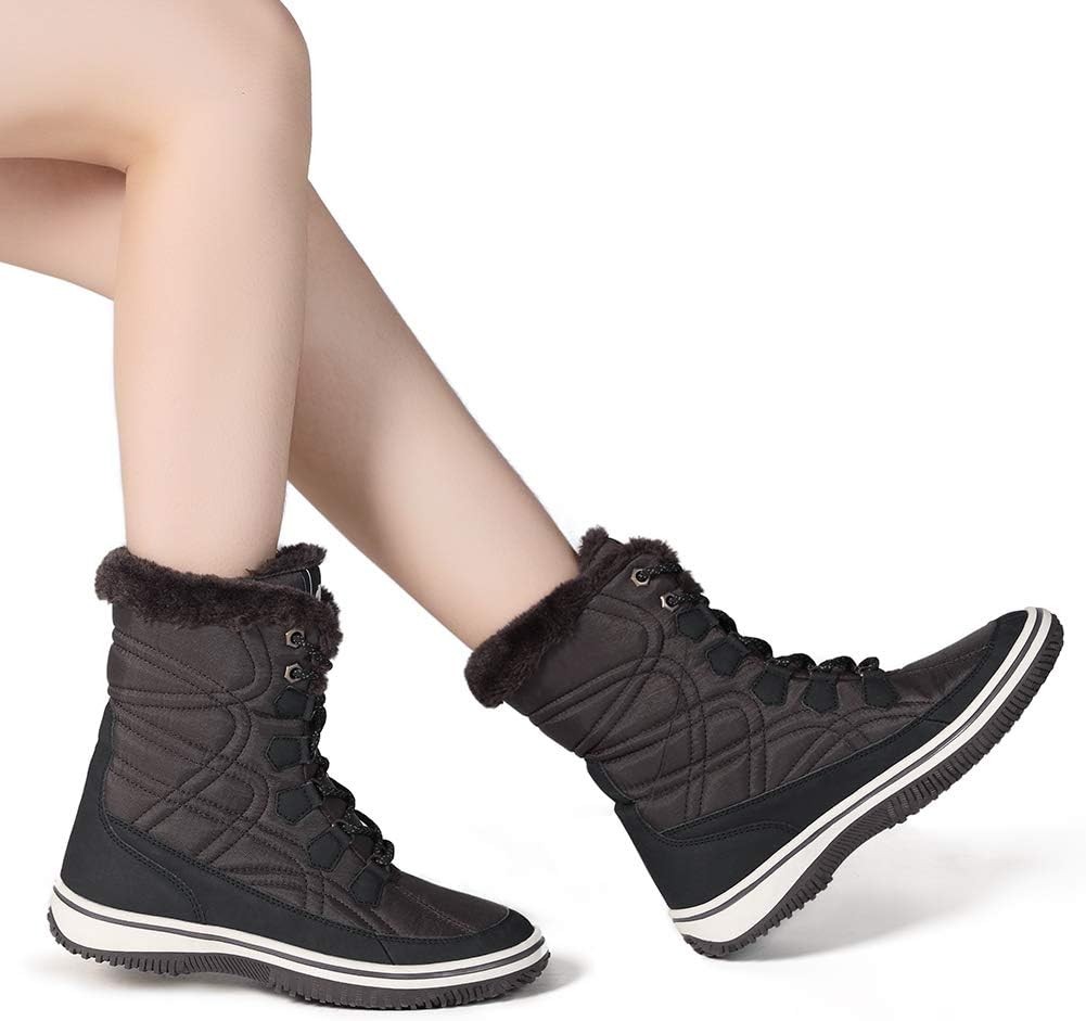 Women's Winter Boots Thermal Snow Outdoor Mid Calf Boot Waterproof Rain Booties with Warm Fur