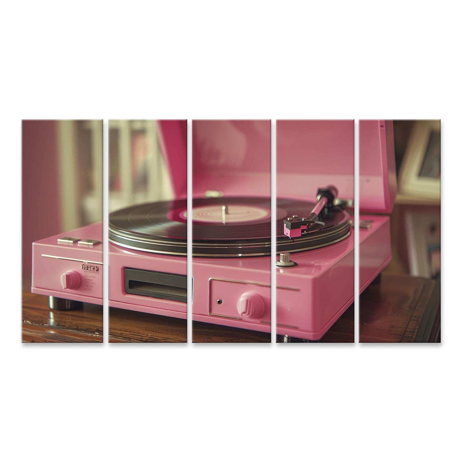 islandburner Immagine su tela Giradischi rosa in interni eleganti per soggiorno amanti della musica negozio di musica immagini murali poster